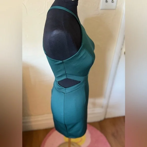 NEW Teal Halter Cutout Mini Dress Size 3 – Bodycon Party Event Formal - Picture 4 of 10